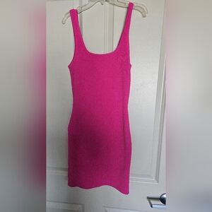Vici Vibrant Pink Ribbed Mini Dress